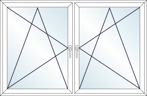 Zweiflügeliges Fenster oder Tür mit Kämpfer